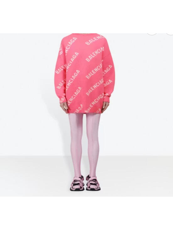 NWT $1,500 BALENCIAGA Oversized Logo Knit All Over Print Monogram Sweater XS/S - Picture 2 of 4